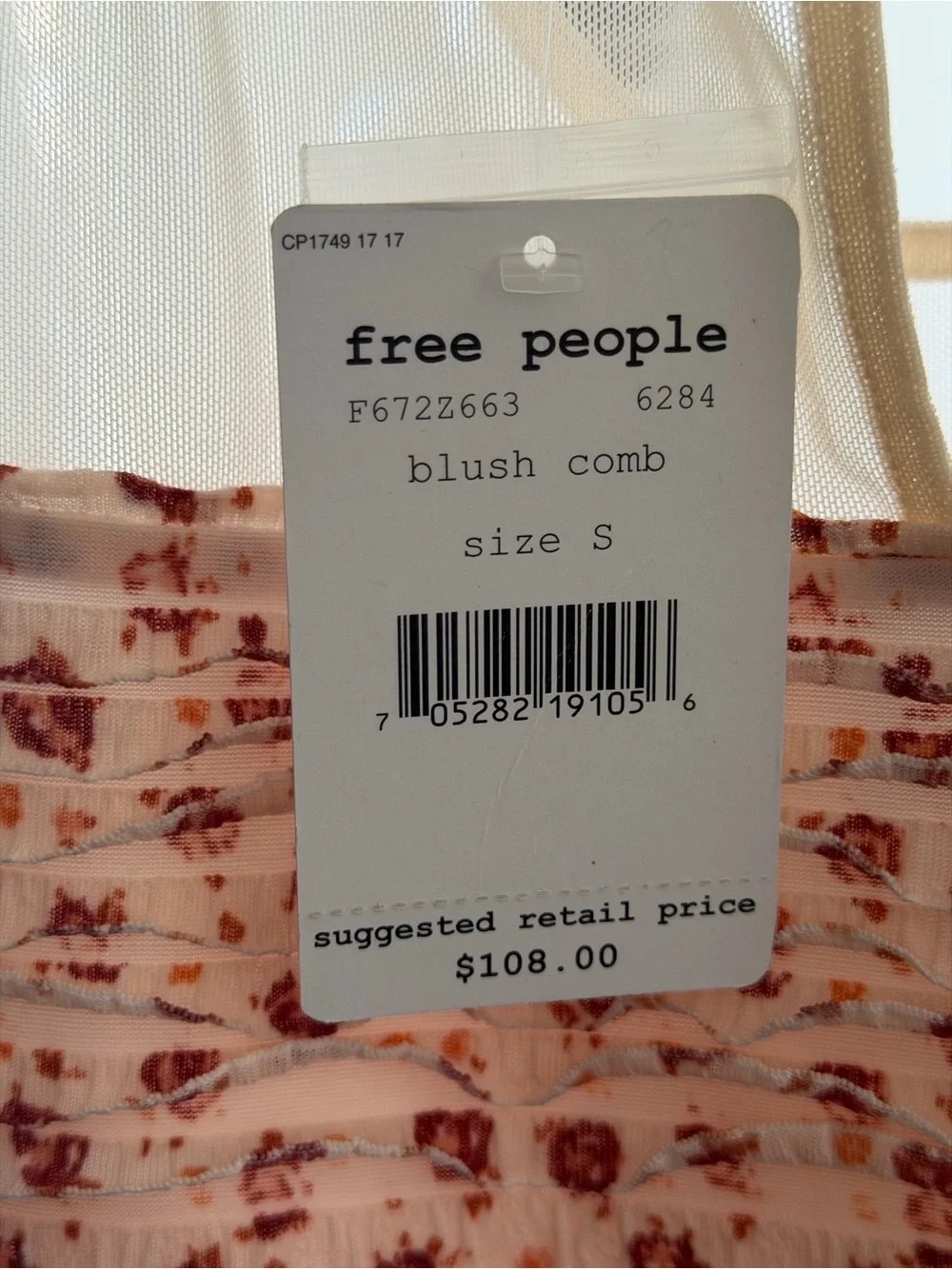 Free People Blush Pink Floral Mini Dress with Sheer Yoke